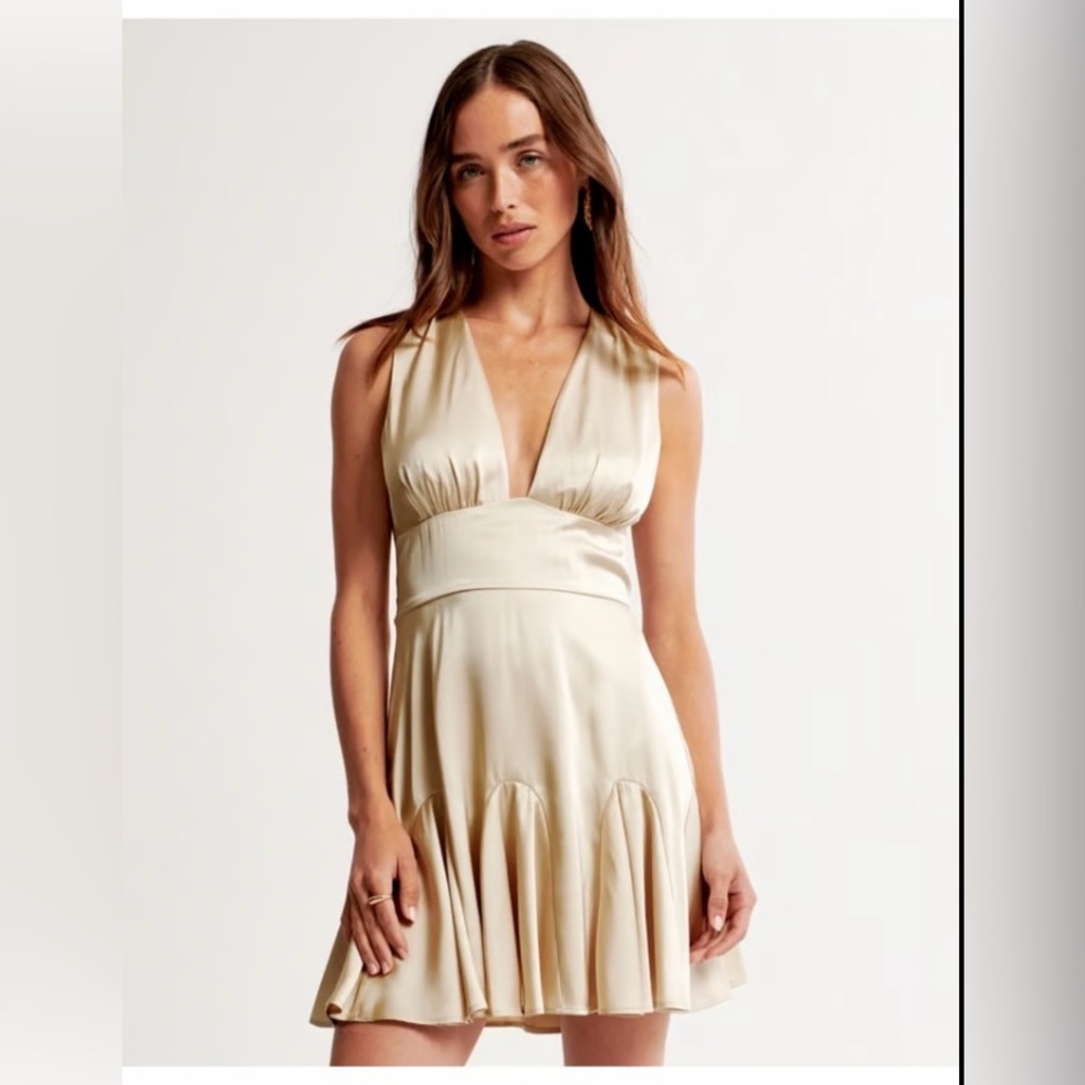 NWT A&F satin cream mini dress